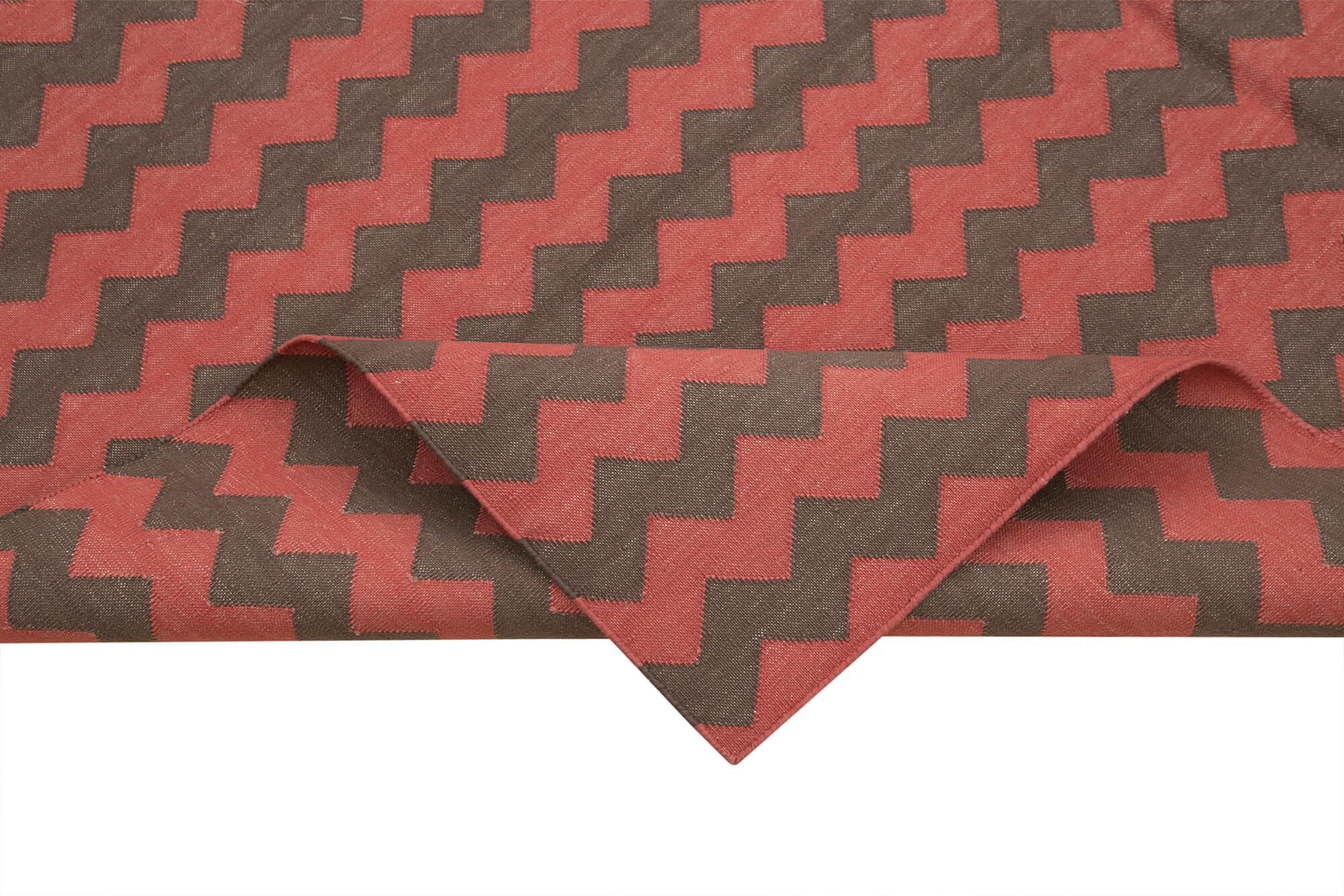 Handmade Wool Area Rug - Red Geometric Design 6x9 Cotton Wool Rug for Living Room
