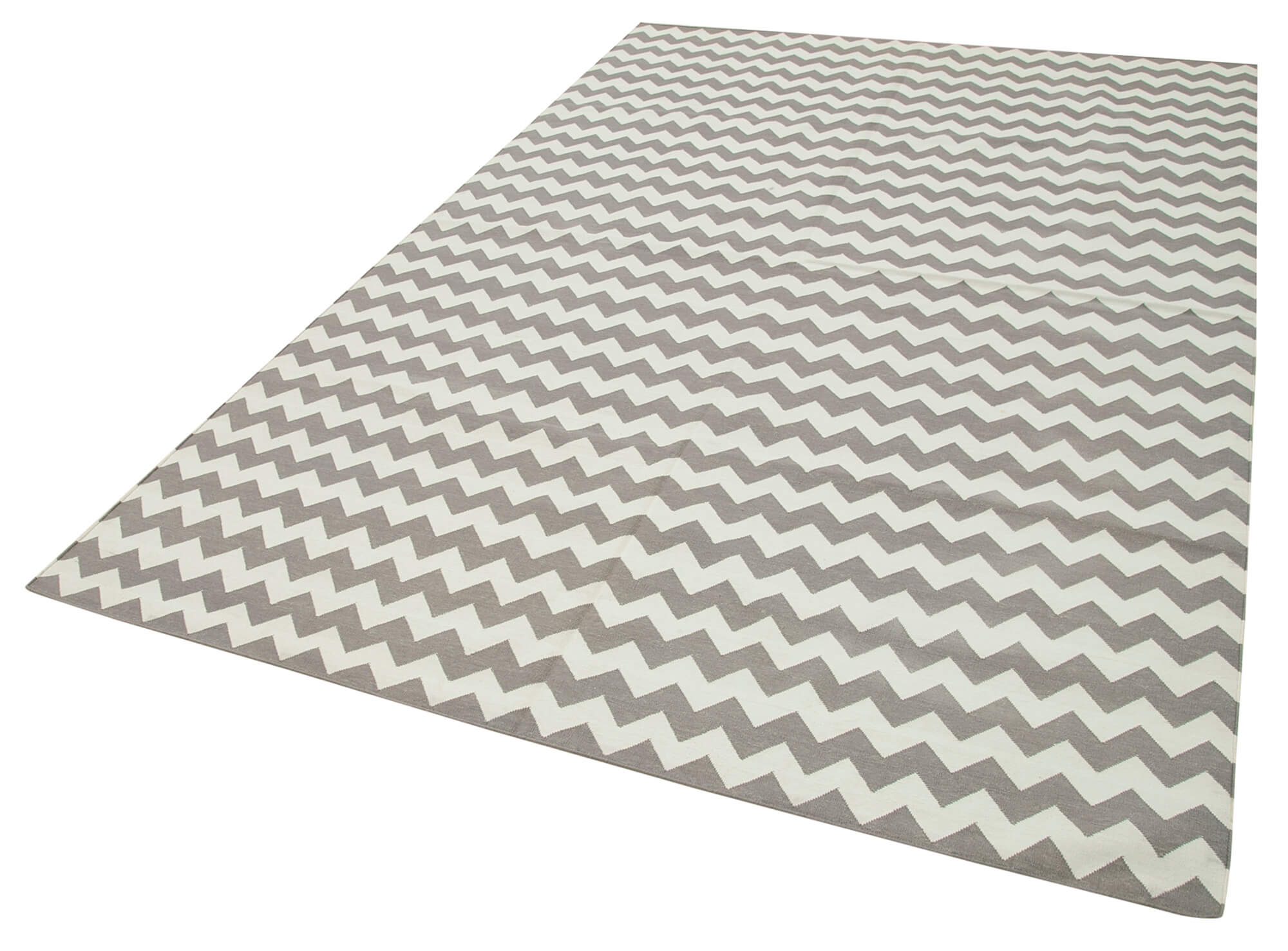 Handmade Area Rug – Grey Geometric Cotton Wool Vintage Hand Woven Carpet 6'0''x9'1''
