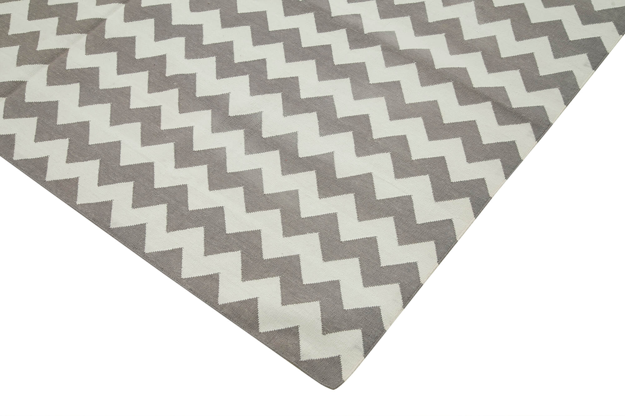 Handmade Area Rug – Grey Geometric Cotton Wool Vintage Hand Woven Carpet 6'0''x9'1''