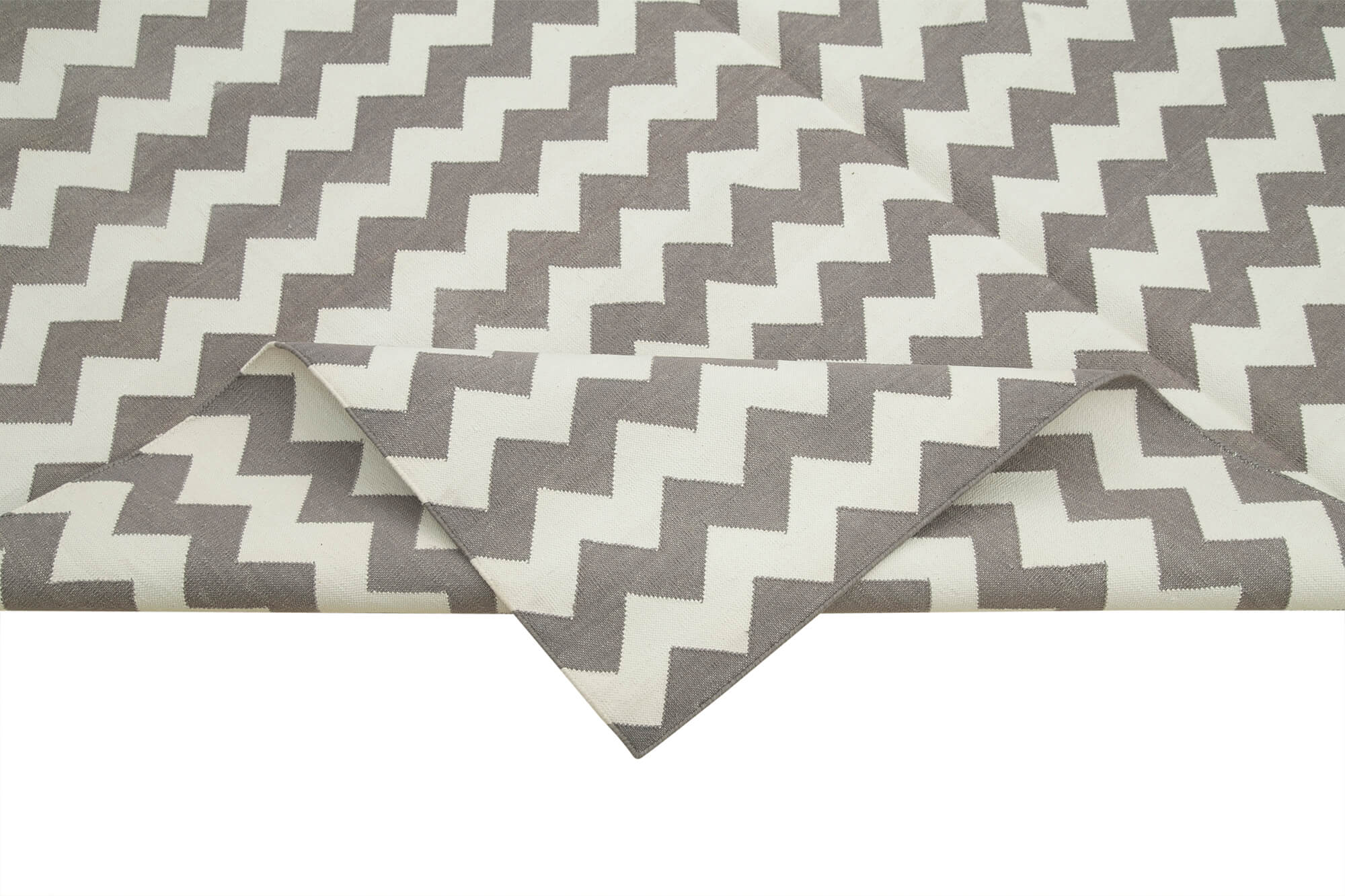 Handmade Area Rug – Grey Geometric Cotton Wool Vintage Hand Woven Carpet 6'0''x9'1''