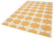 Handmade Wool Area Rug – Yellow Geometric Cotton Wool Rug 6'2'' x 8'11''