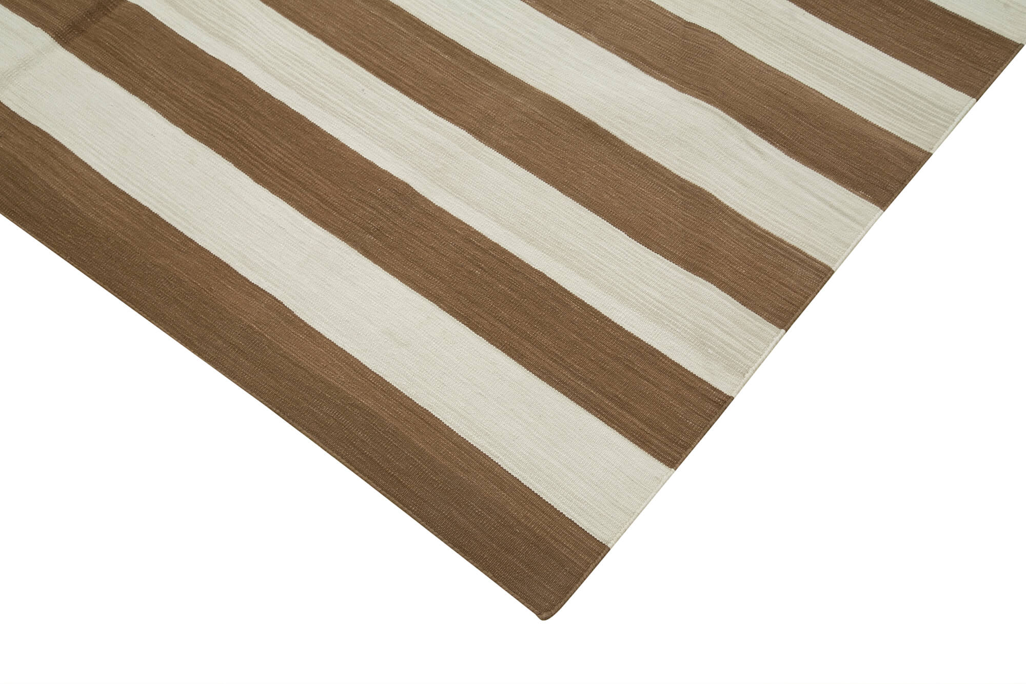 Handmade Wool Area Rug – Brown Geometric Carpet, Soft Cotton Wool Rug 6'x8'11"