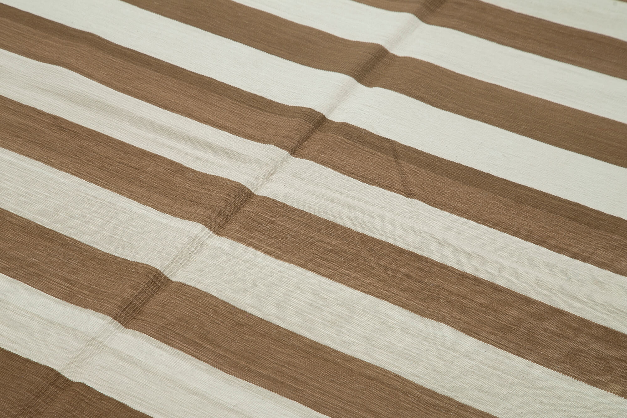 Handmade Wool Area Rug – Brown Geometric Carpet, Soft Cotton Wool Rug 6'x8'11"