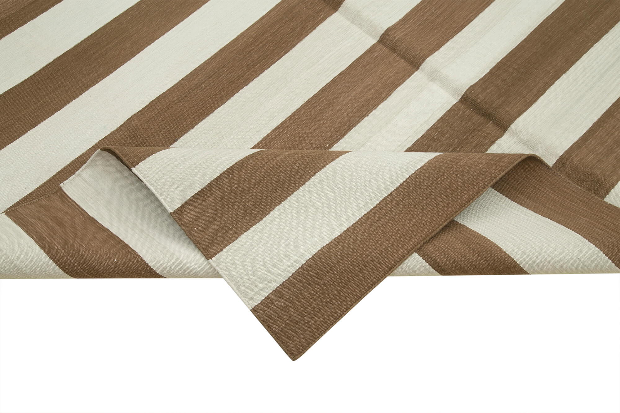 Handmade Wool Area Rug – Brown Geometric Carpet, Soft Cotton Wool Rug 6'x8'11"