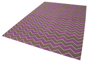 Handmade Wool Area Rug – Brown Geometric Cotton Wool Rug 6'2'' x 8'11''