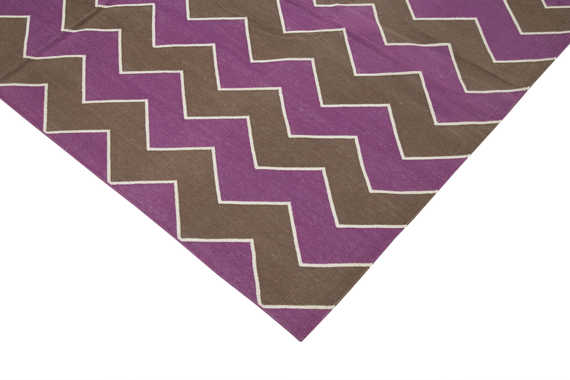 Handmade Wool Area Rug – Brown Geometric Cotton Wool Rug 6'2'' x 8'11''