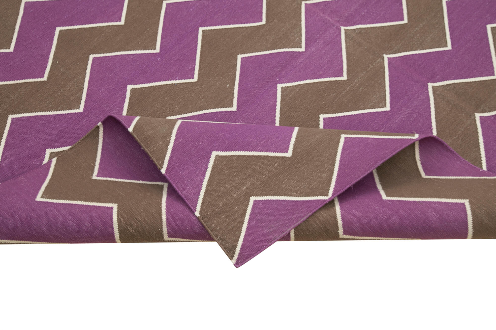 Handmade Wool Area Rug – Brown Geometric Cotton Wool Rug 6'2'' x 8'11''