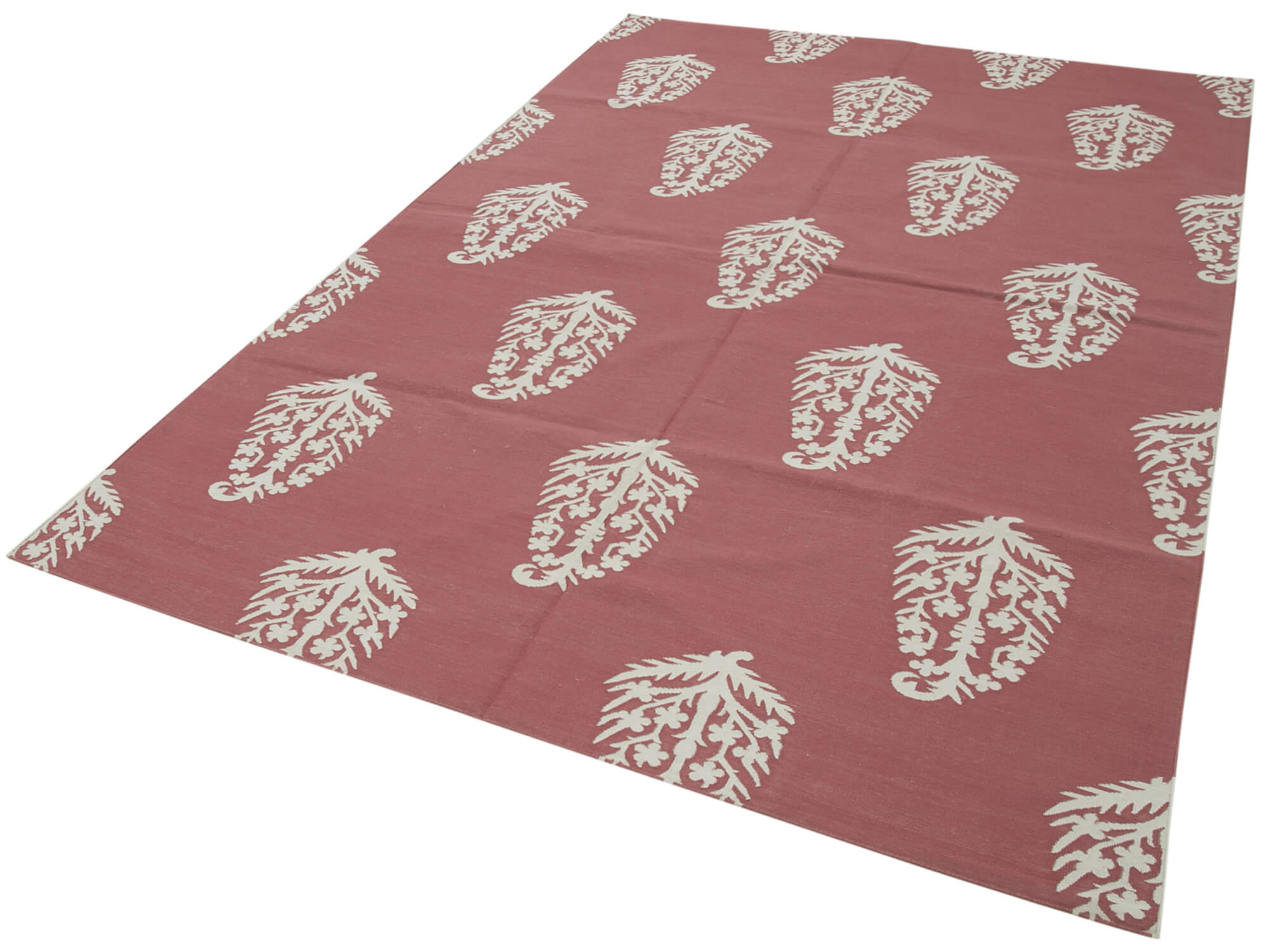 Handmade Area Rug – Red Geometric Cotton Wool Vintage Hand Knotted Carpet 5'11" x 8'11"