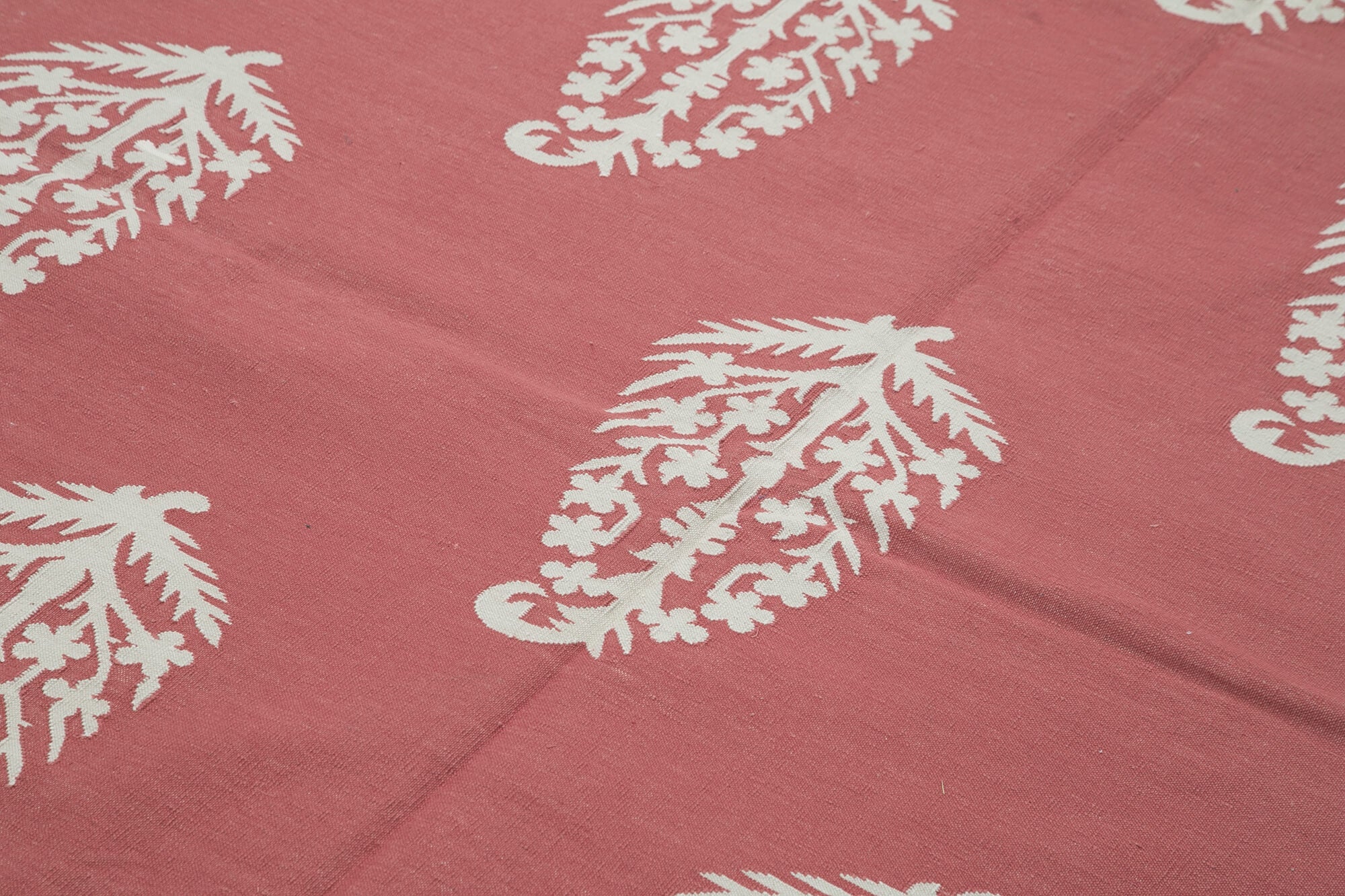Handmade Area Rug – Red Geometric Cotton Wool Vintage Hand Knotted Carpet 5'11" x 8'11"