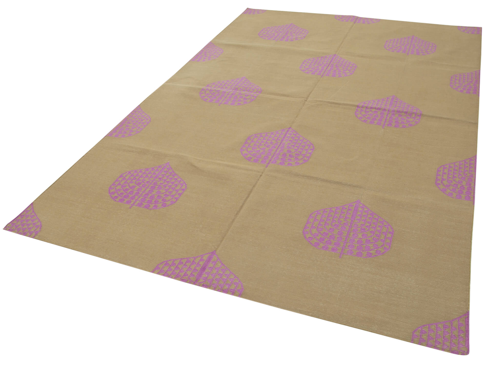 Handmade Wool Area Rug - Brown Geometric Cotton Wool Rug 5'10''x8'10'' Classic