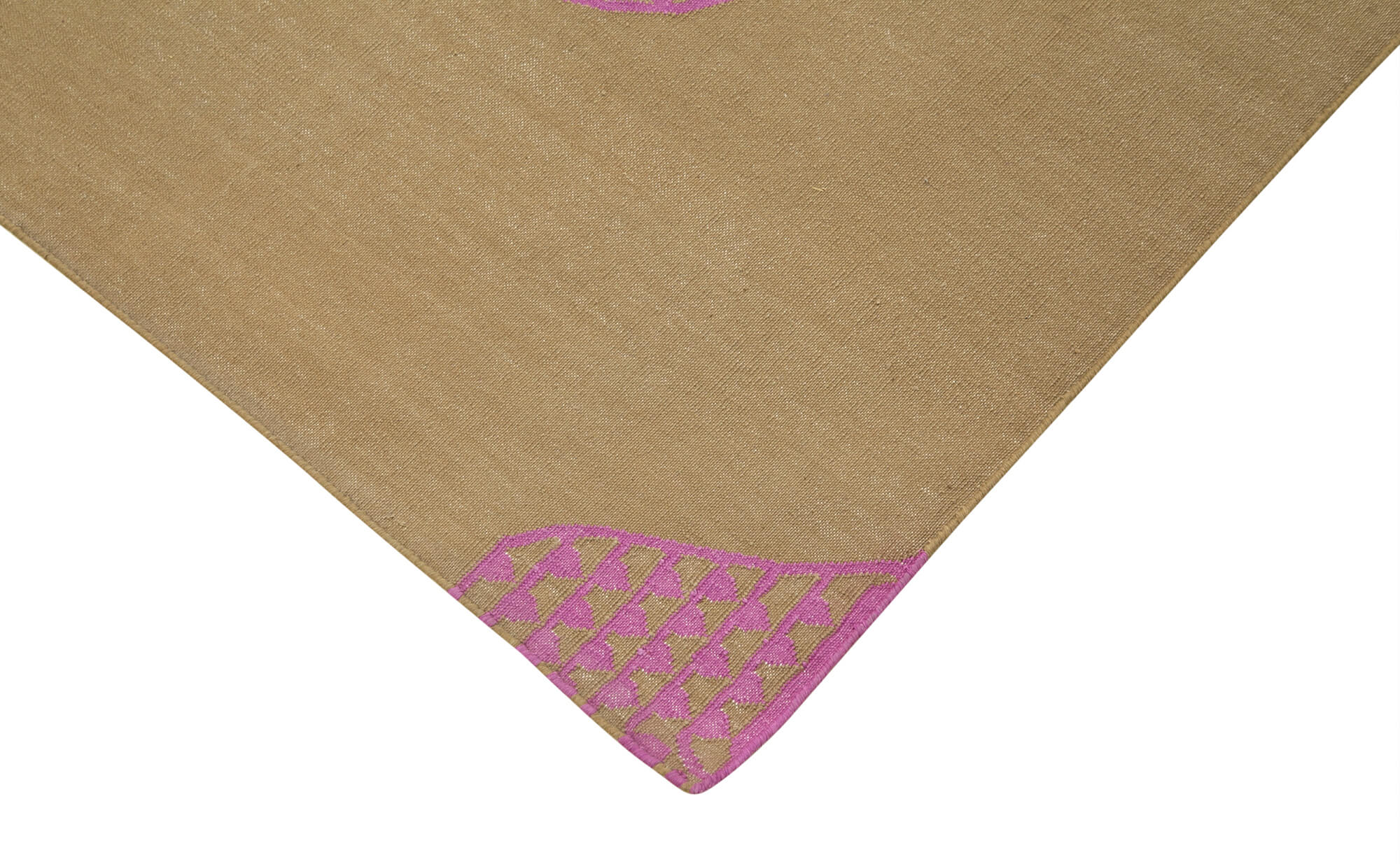 Handmade Wool Area Rug - Brown Geometric Cotton Wool Rug 5'10''x8'10'' Classic