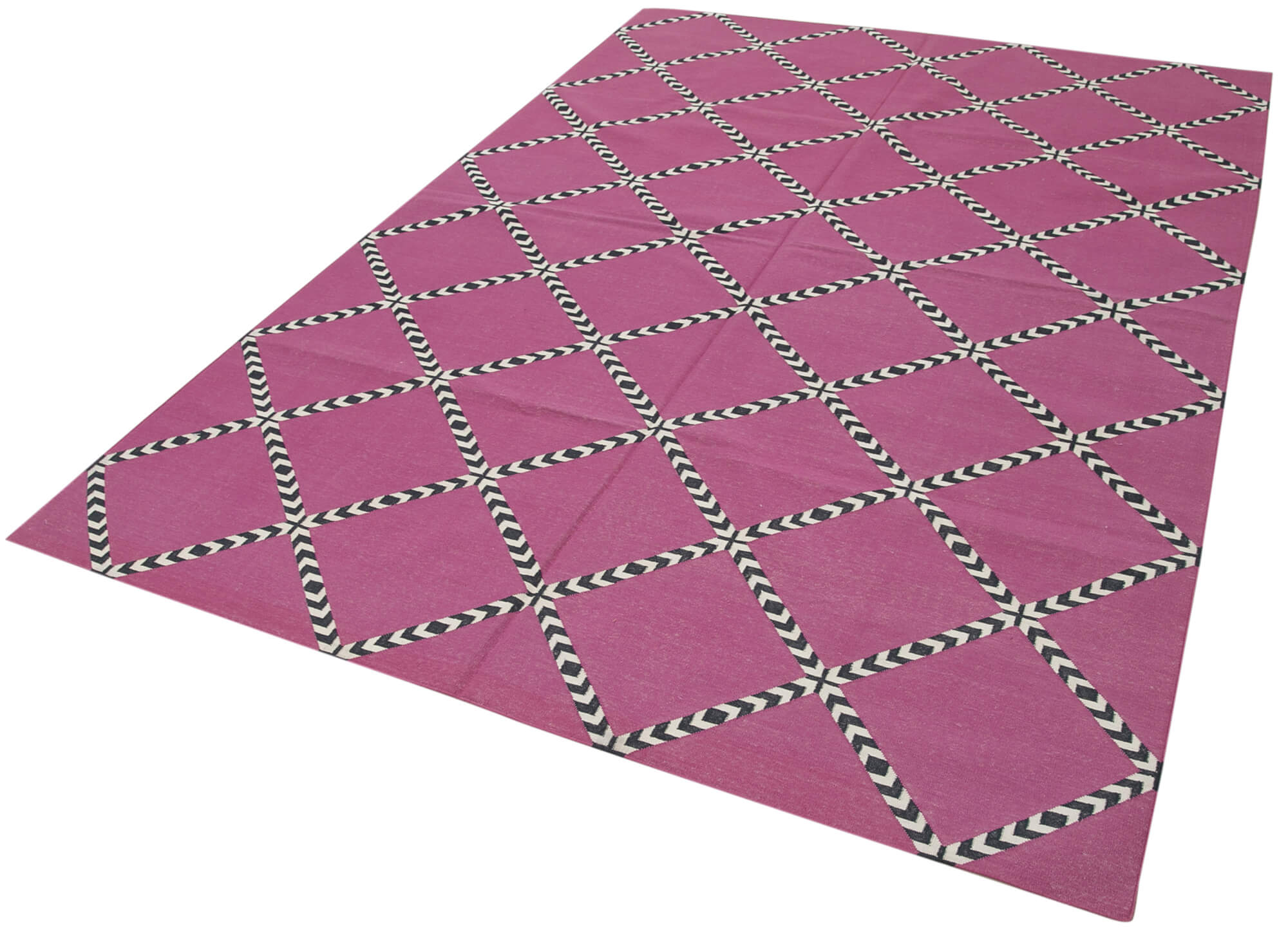 Handmade Area Rug - Purple Geometric Cotton Wool Rug | Durable Turkish Wool Carpet