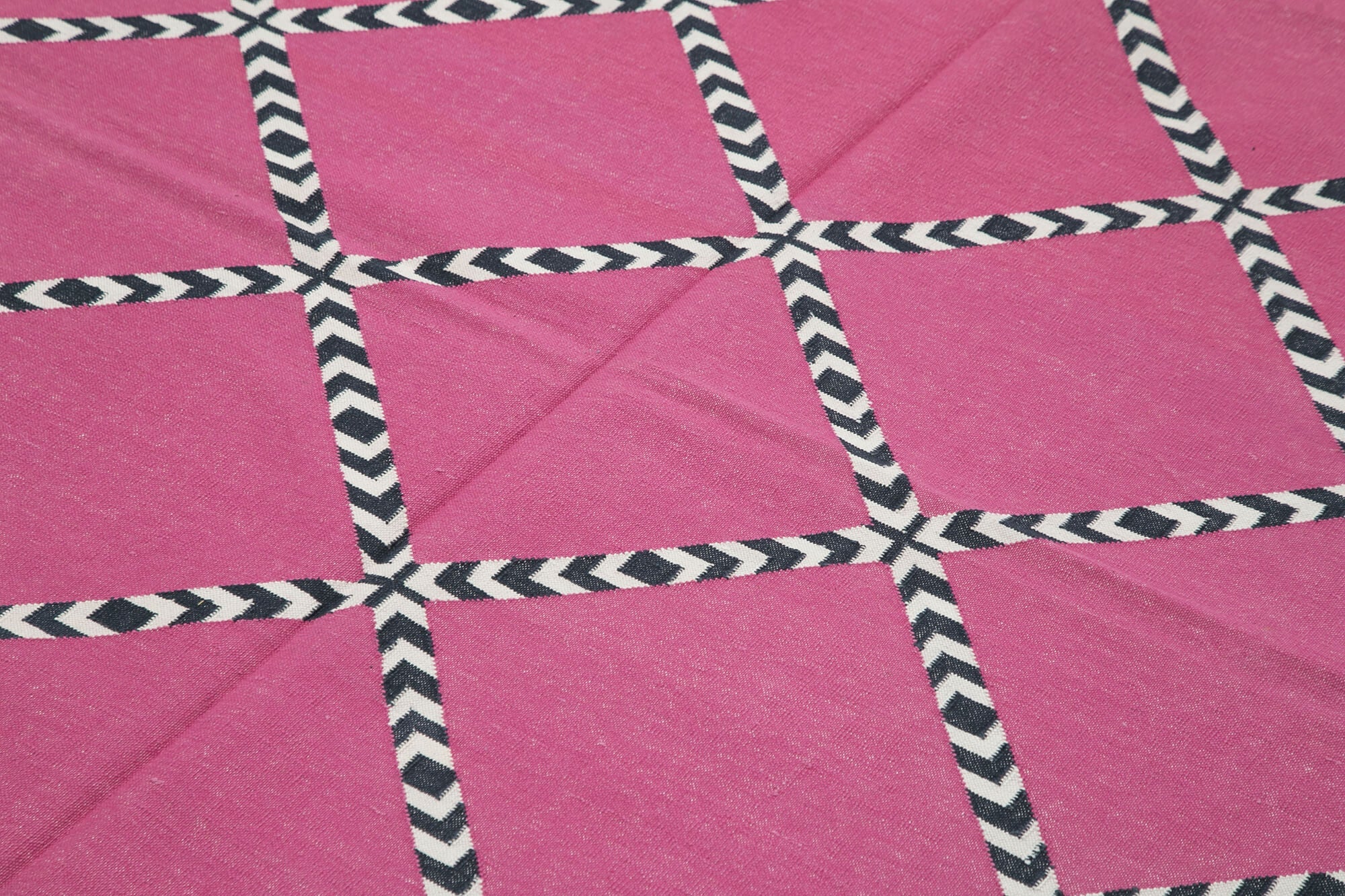 Handmade Area Rug - Purple Geometric Cotton Wool Rug | Durable Turkish Wool Carpet