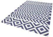 Handmade Wool Area Rug – Blue Geometric Pattern Carpet | Durable Cotton Wool Rug 6'0"x8'11"