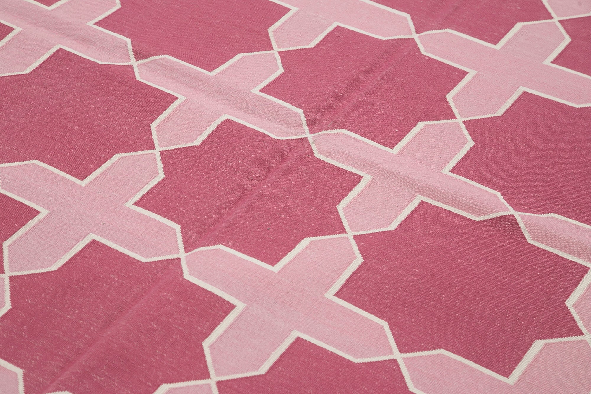 Handmade Area Rug - Purple Geometric Cotton Wool Rug 6'2" x 9'0" Bohemian Style
