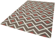 Handmade Area Rug - Brown Geometric Cotton Wool Rug 6'0" x 8'11" Durable Soft Carpet