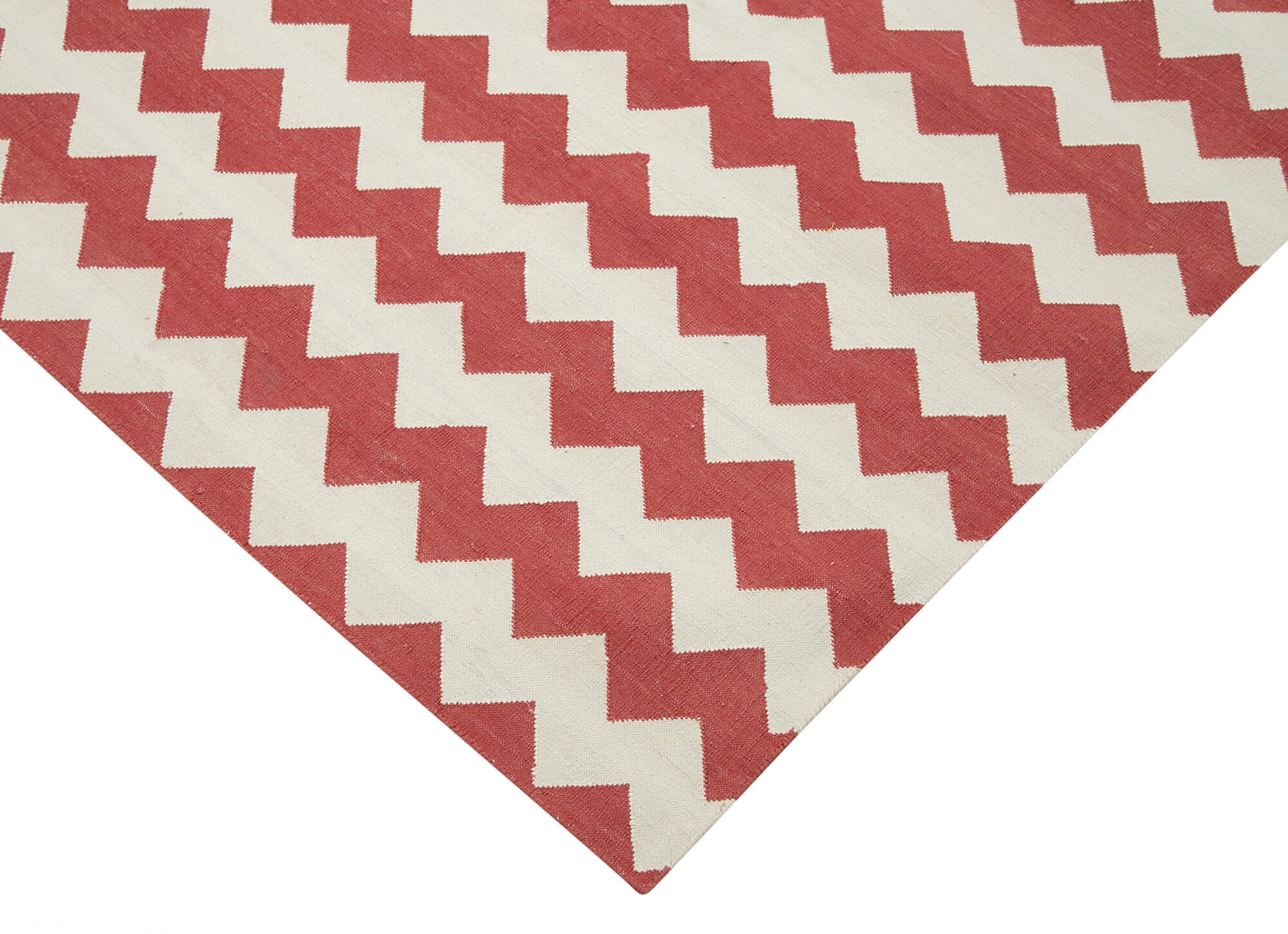 Handmade Area Rug - Red Geometric Cotton Wool 6'x9' Vintage Turkish Carpet
