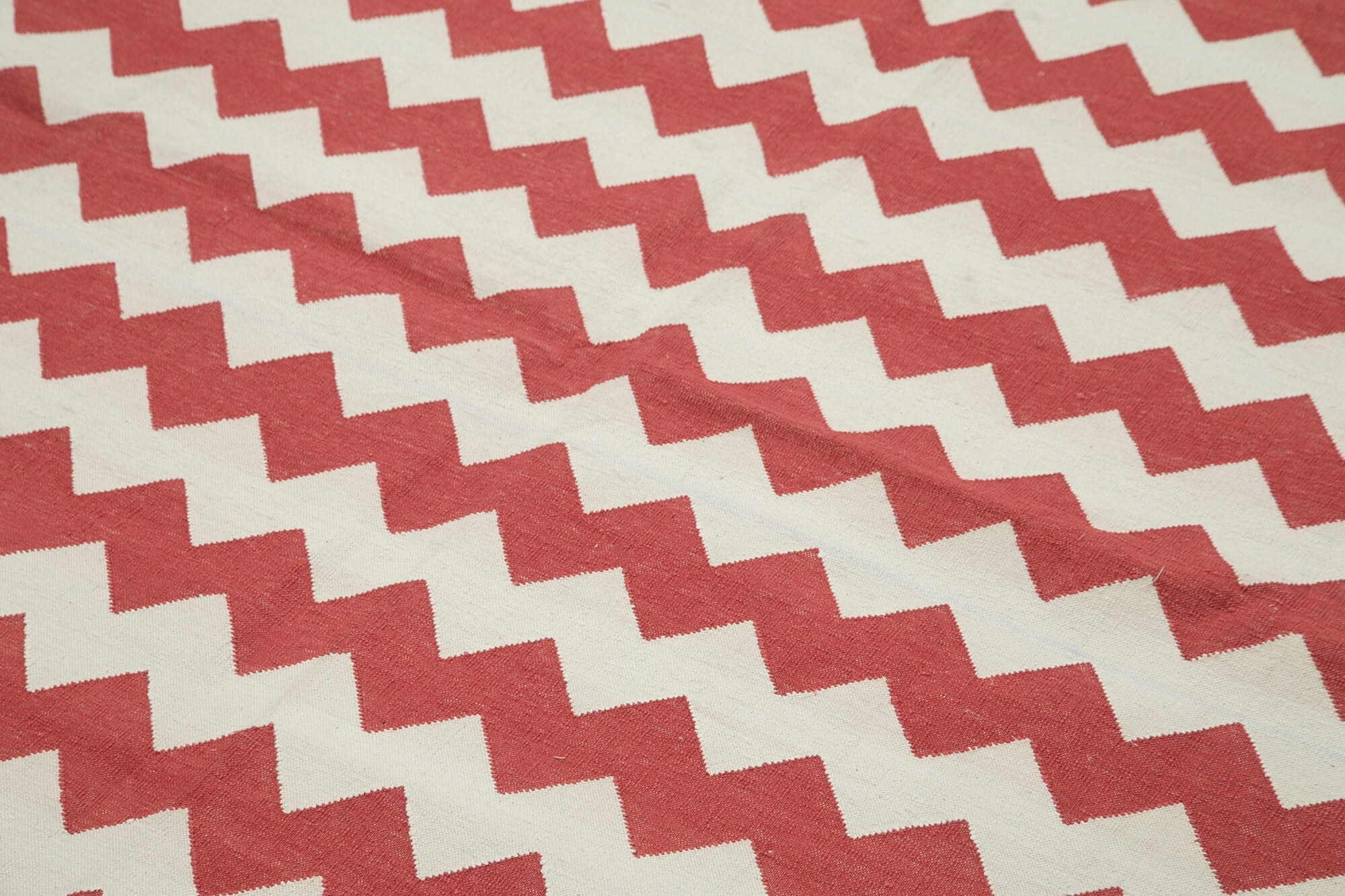 Handmade Area Rug - Red Geometric Cotton Wool 6'x9' Vintage Turkish Carpet
