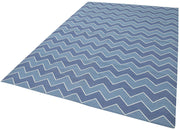 Handmade Area Rug – Blue Geometric Cotton Wool Rug 6'2'' x 8'10'' for Living Room