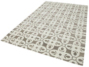 Handmade Wool Area Rug - Grey Geometric Design Cotton Wool Rug 5'10''x9'1''
