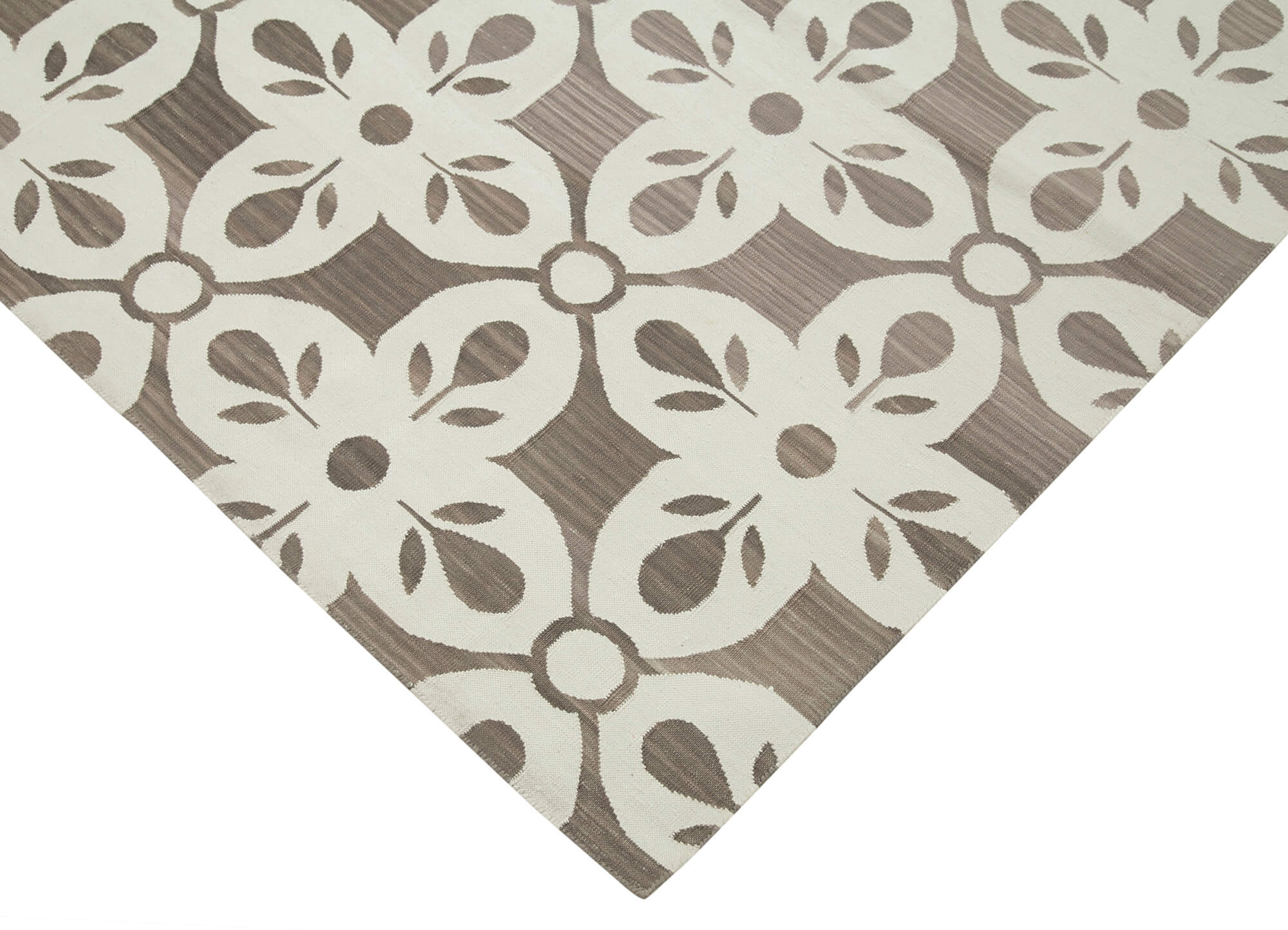 Handmade Wool Area Rug - Grey Geometric Design Cotton Wool Rug 5'10''x9'1''