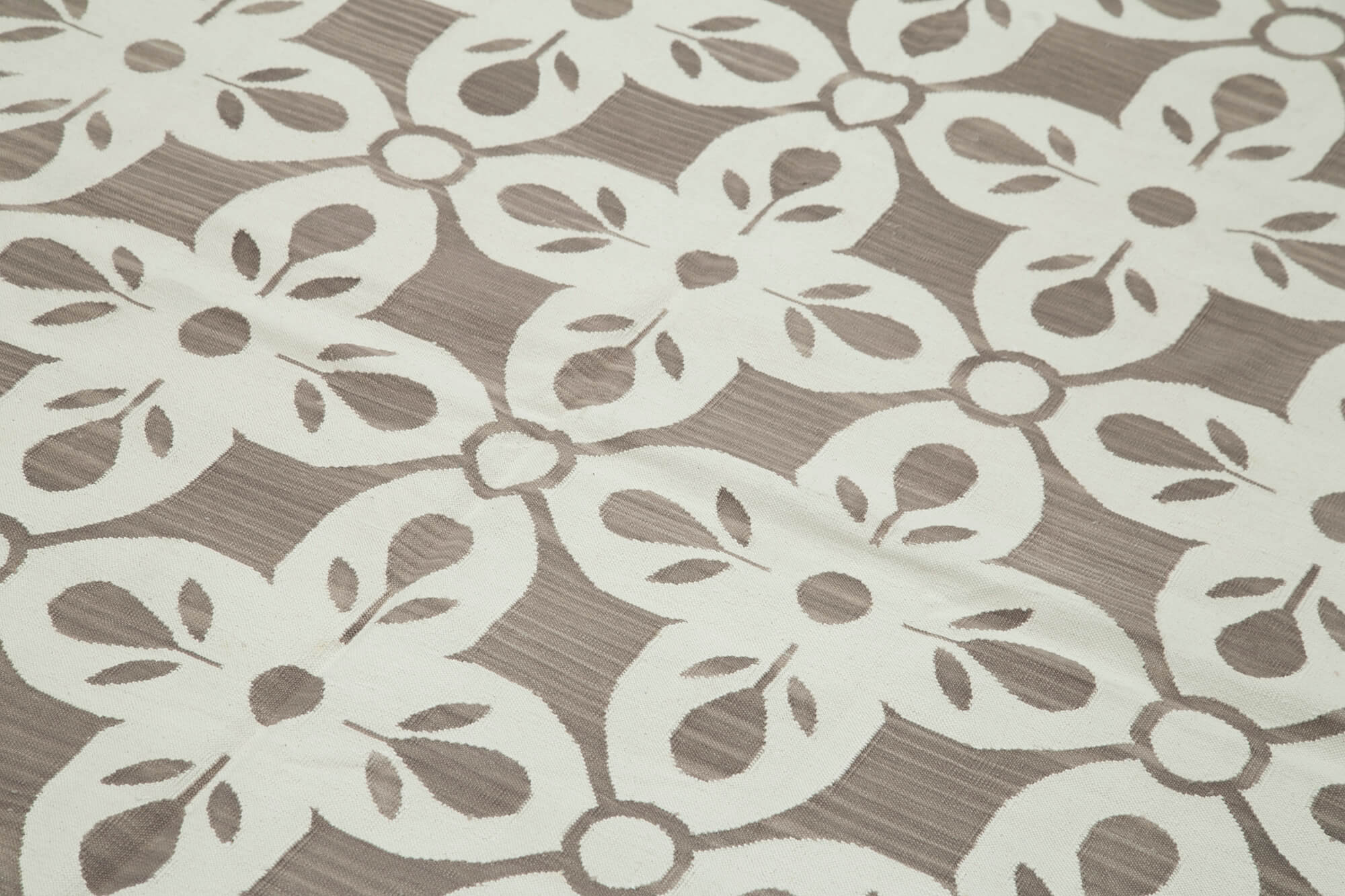 Handmade Wool Area Rug - Grey Geometric Design Cotton Wool Rug 5'10''x9'1''