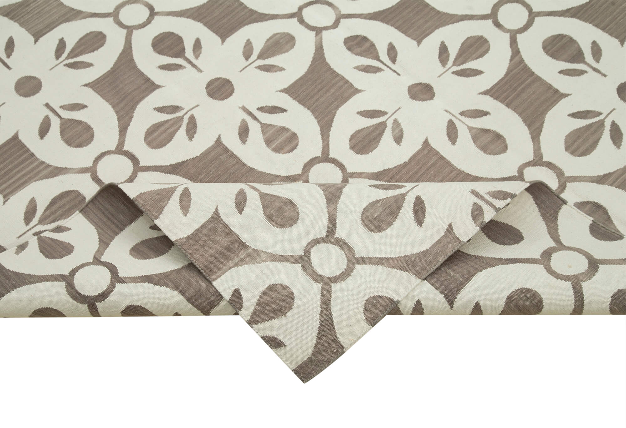Handmade Wool Area Rug - Grey Geometric Design Cotton Wool Rug 5'10''x9'1''