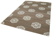 Handmade Wool Area Rug - Brown Geometric Pattern Rug, Cotton Wool Blend 5'11''x8'10''