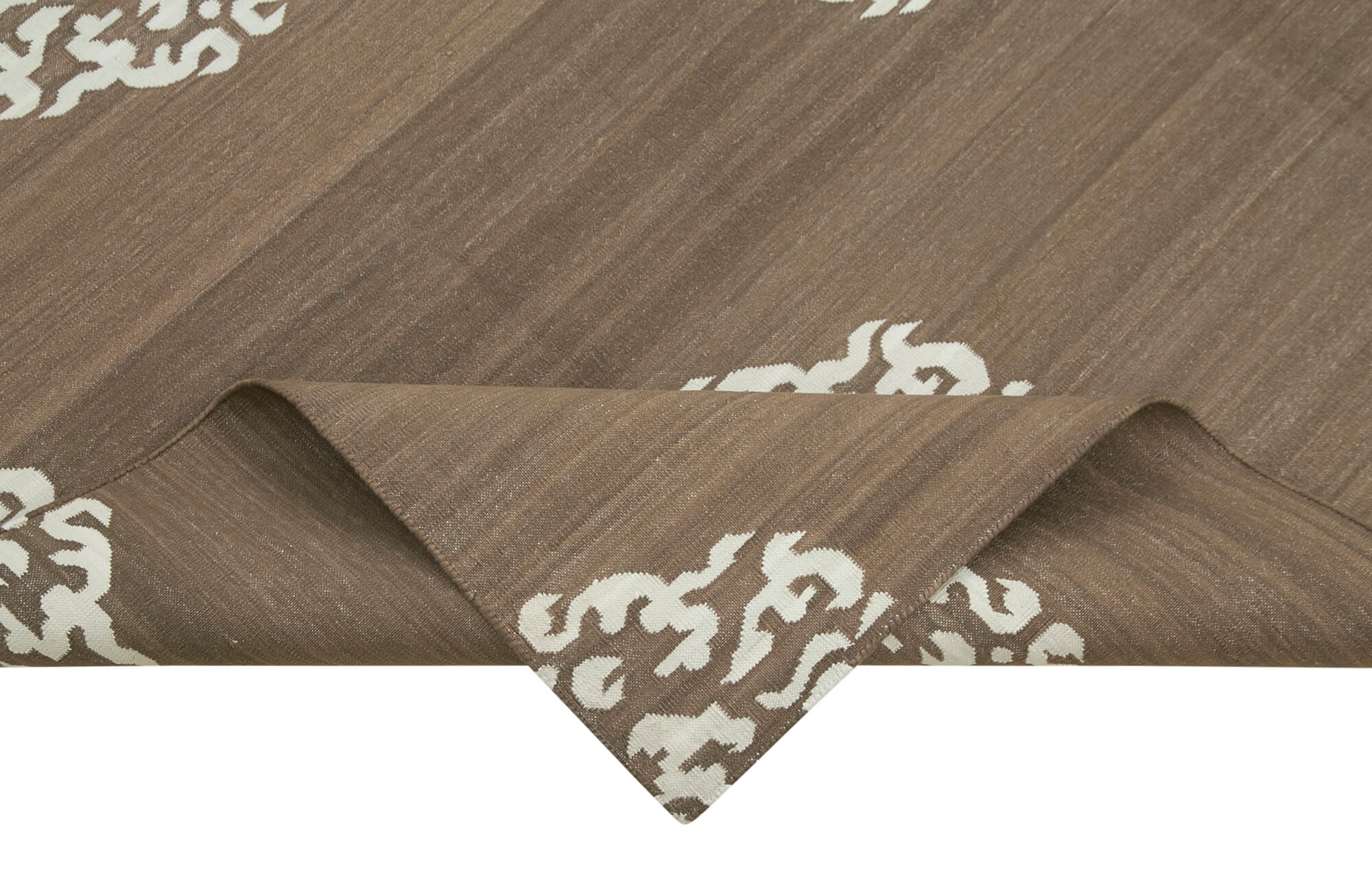 Handmade Wool Area Rug - Brown Geometric Pattern Rug, Cotton Wool Blend 5'11''x8'10''