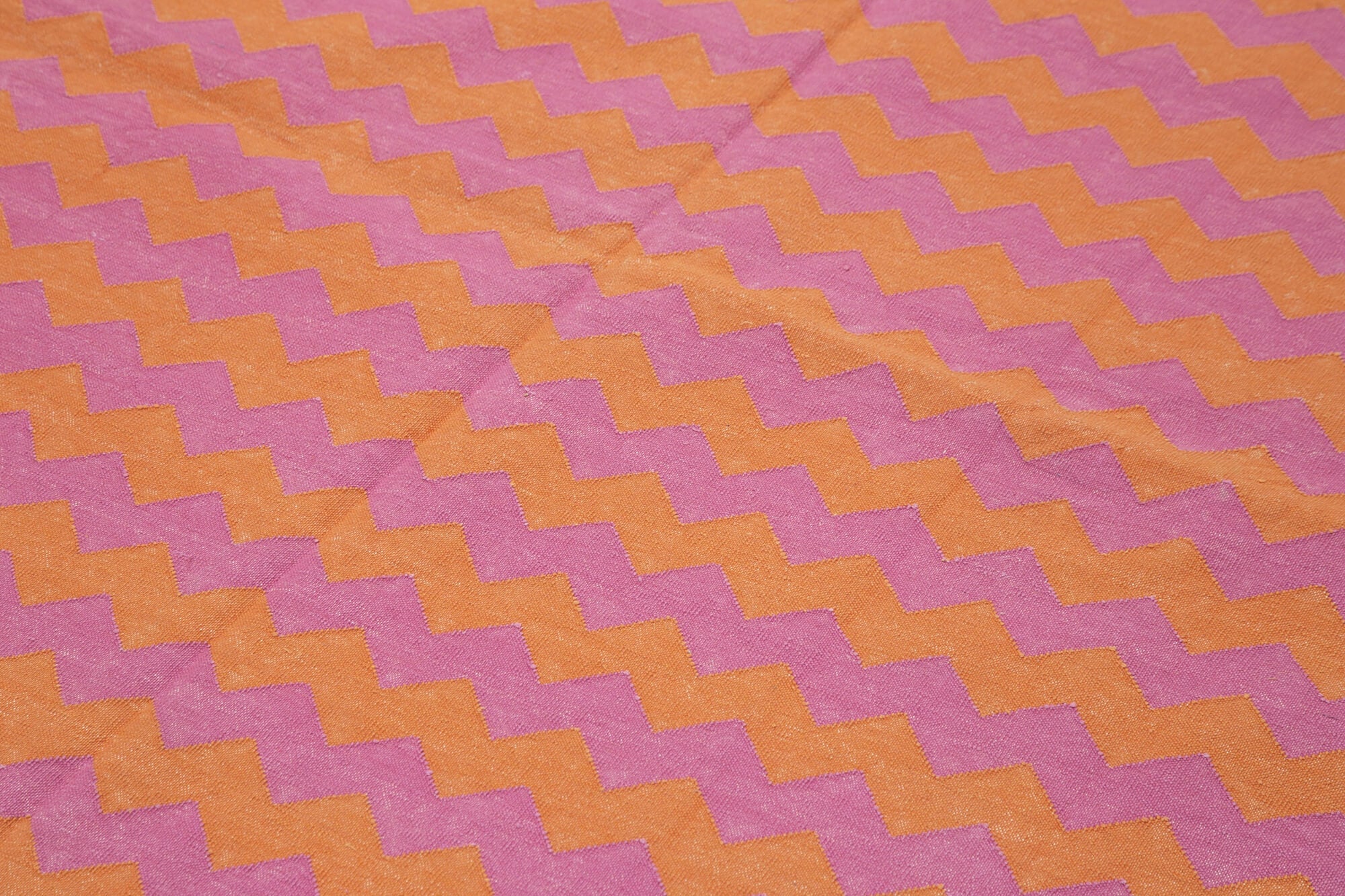 Handmade Area Rug – Purple Geometric Cotton Wool Rug, 6'0" x 8'11" Bohemian Style