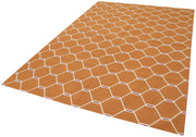 Handmade Wool Area Rug - Orange Geometric Pattern 6x9 Cotton Wool Rug