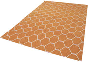 Handmade Area Rug – Orange Geometric Cotton Wool Rug 6'1'' x 9'0'' | Turkish Wool Carpet