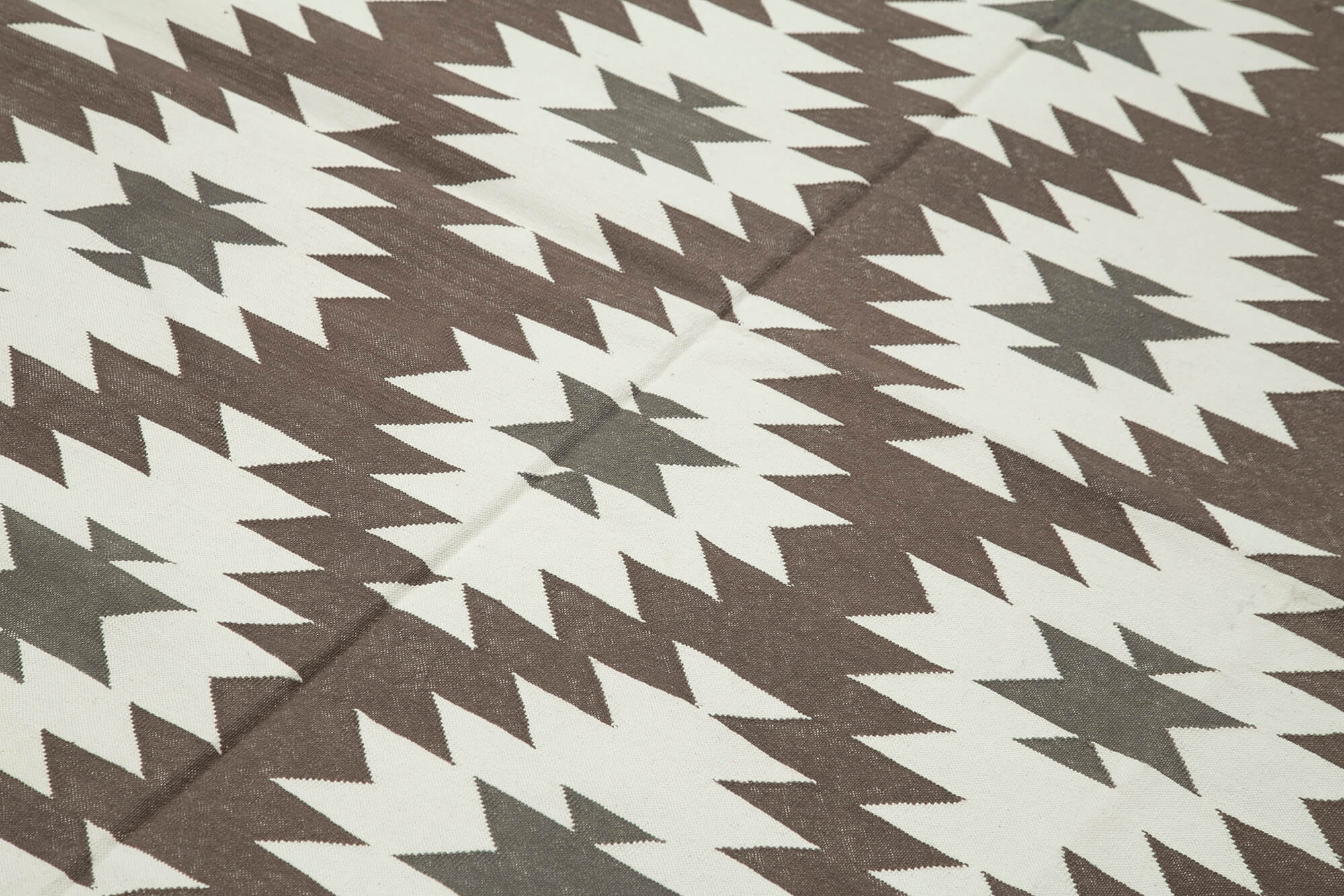 Handmade Wool Area Rug - Brown Geometric Cotton Wool Rug 5'9'' x 8'10''