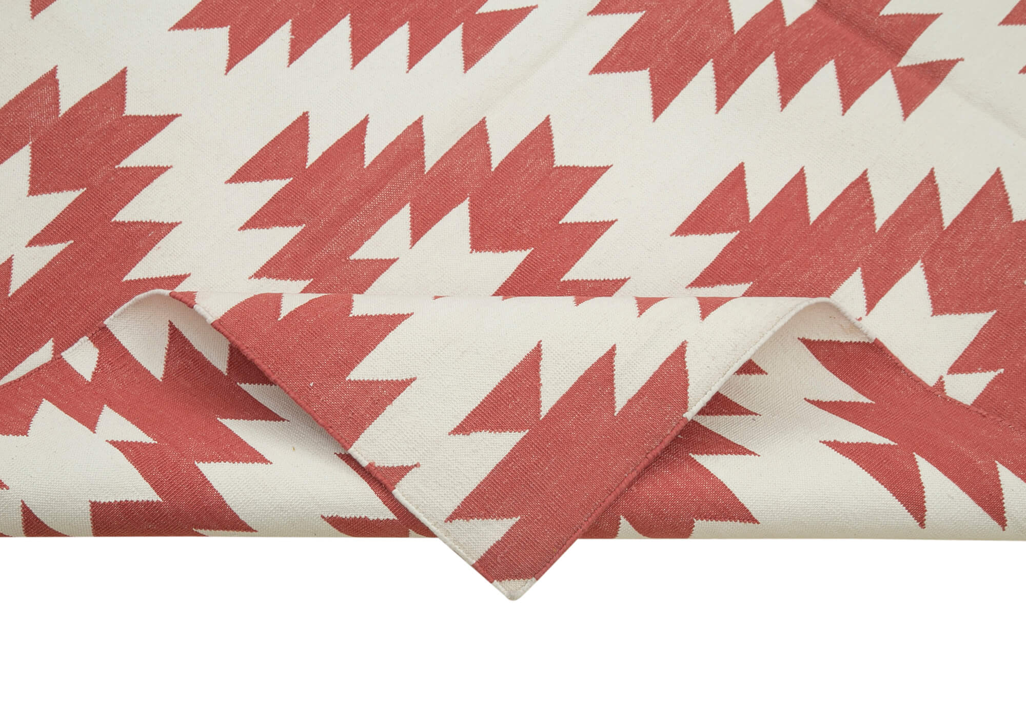 Handmade Wool Area Rug | Red Geometric Pattern Rug - Durable Cotton Wool Blend 6'2"x8'11"