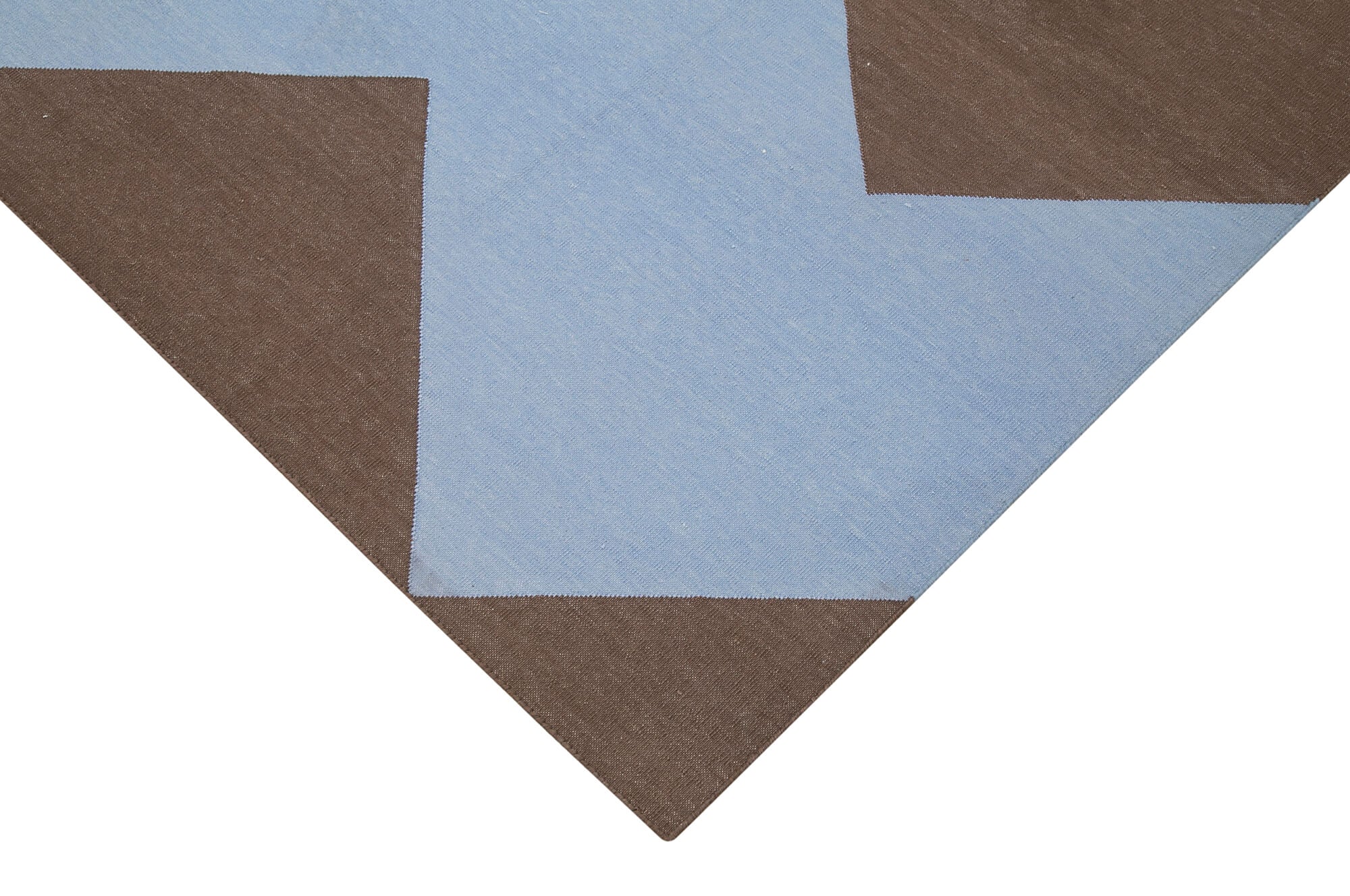Handmade Wool Area Rug - Blue Geometric Pattern Cotton Wool Rug 6'3''x8'10''