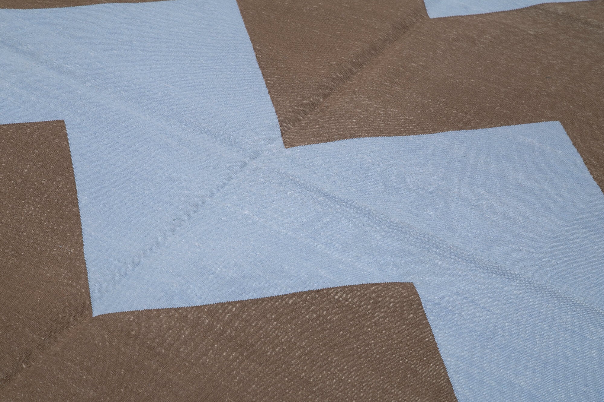 Handmade Wool Area Rug - Blue Geometric Pattern Cotton Wool Rug 6'3''x8'10''