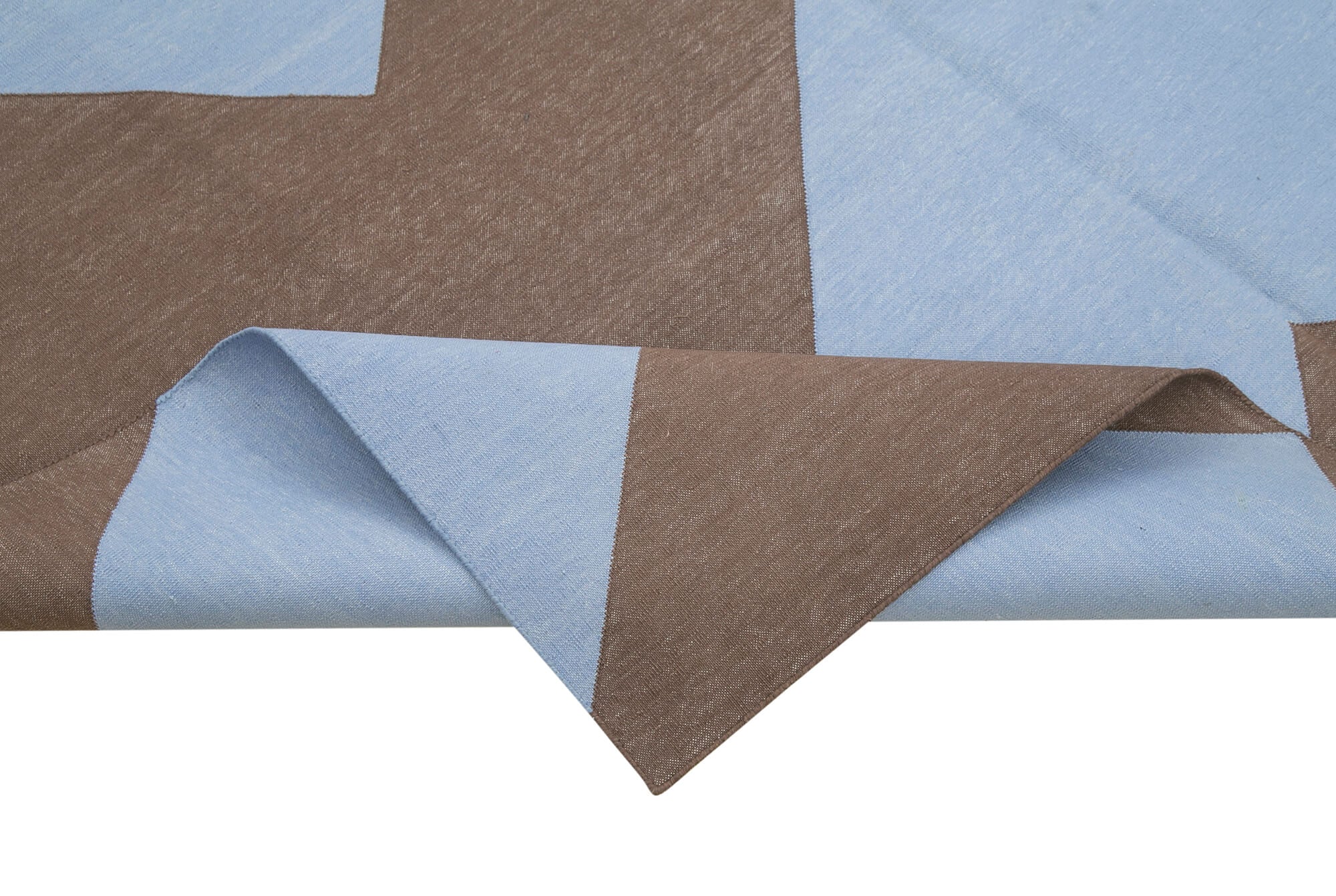 Handmade Wool Area Rug - Blue Geometric Pattern Cotton Wool Rug 6'3''x8'10''