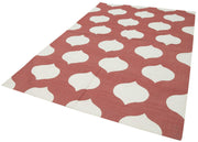 Handmade Wool Area Rug – Red Geometric Vintage Turkish Rug, Cotton Wool Blend 6'0" x 8'10"