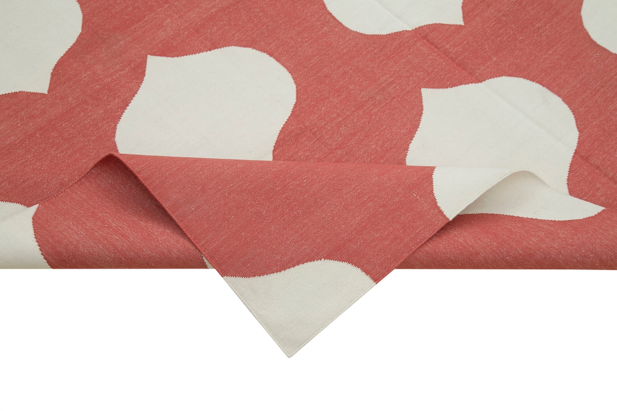 Handmade Wool Area Rug – Red Geometric Vintage Turkish Rug, Cotton Wool Blend 6'0" x 8'10"