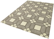 Handmade Wool Area Rug - Grey Geometric Design | Cotton Wool Rug 6x9 by Agacan