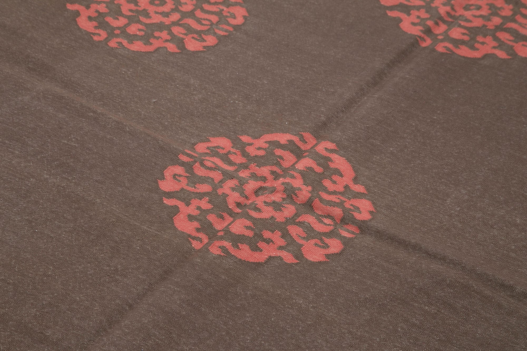 Handmade Wool Area Rug – Brown Geometric Cotton Wool Rug 6'x8'11'' for Living Room