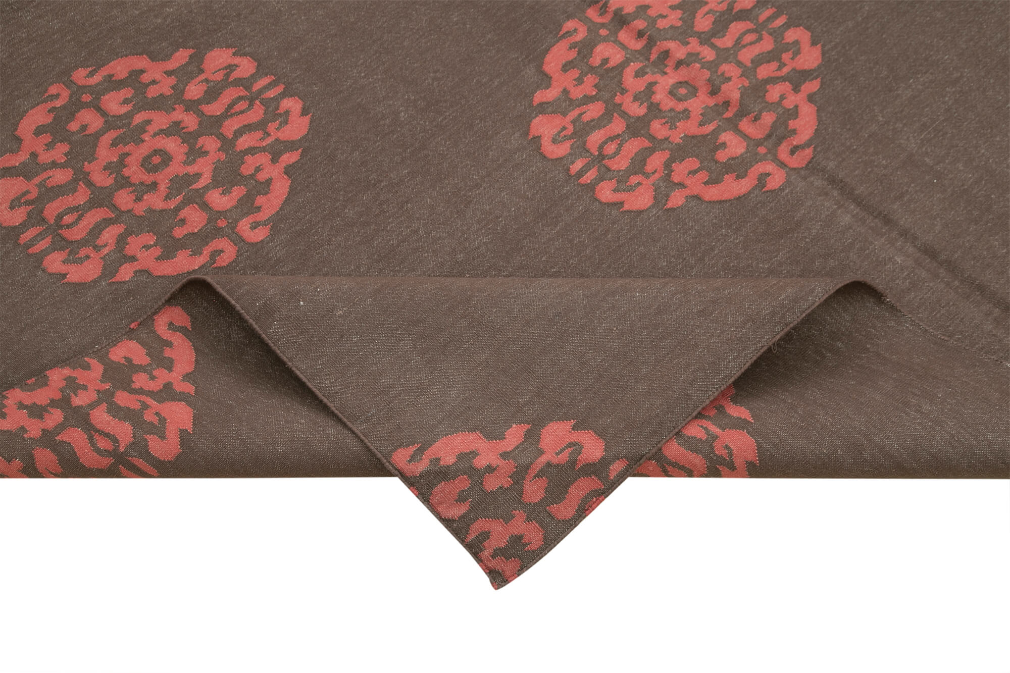 Handmade Wool Area Rug – Brown Geometric Cotton Wool Rug 6'x8'11'' for Living Room