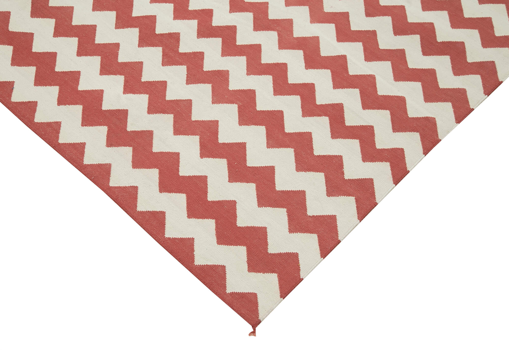 Handmade Wool Area Rug - Red Geometric Vintage Turkish Carpet 6'x8'10'' Bohemian Style