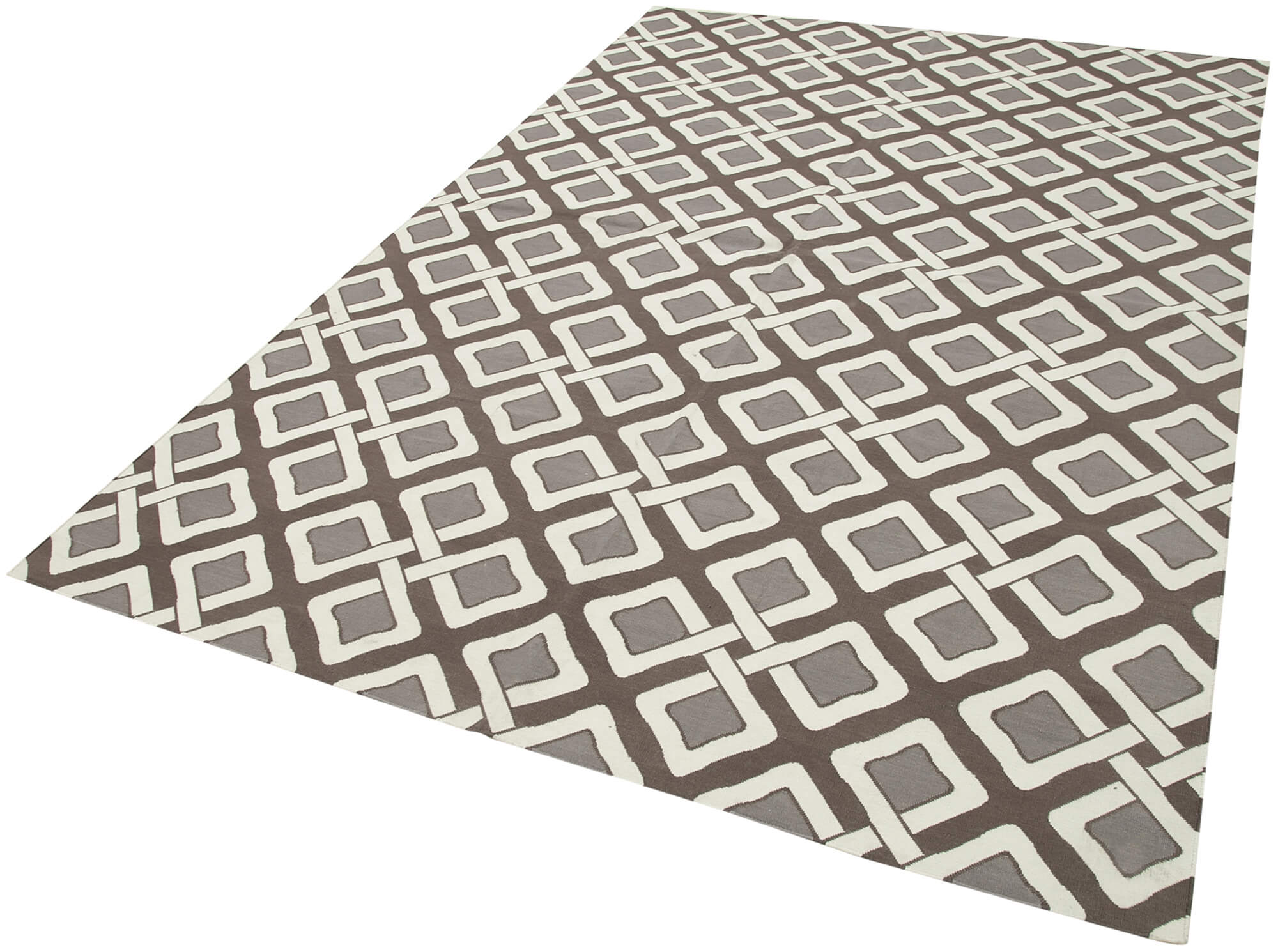 Handmade Area Rug - Brown Geometric Cotton Wool 6x9 Feet Durable Soft Flooring