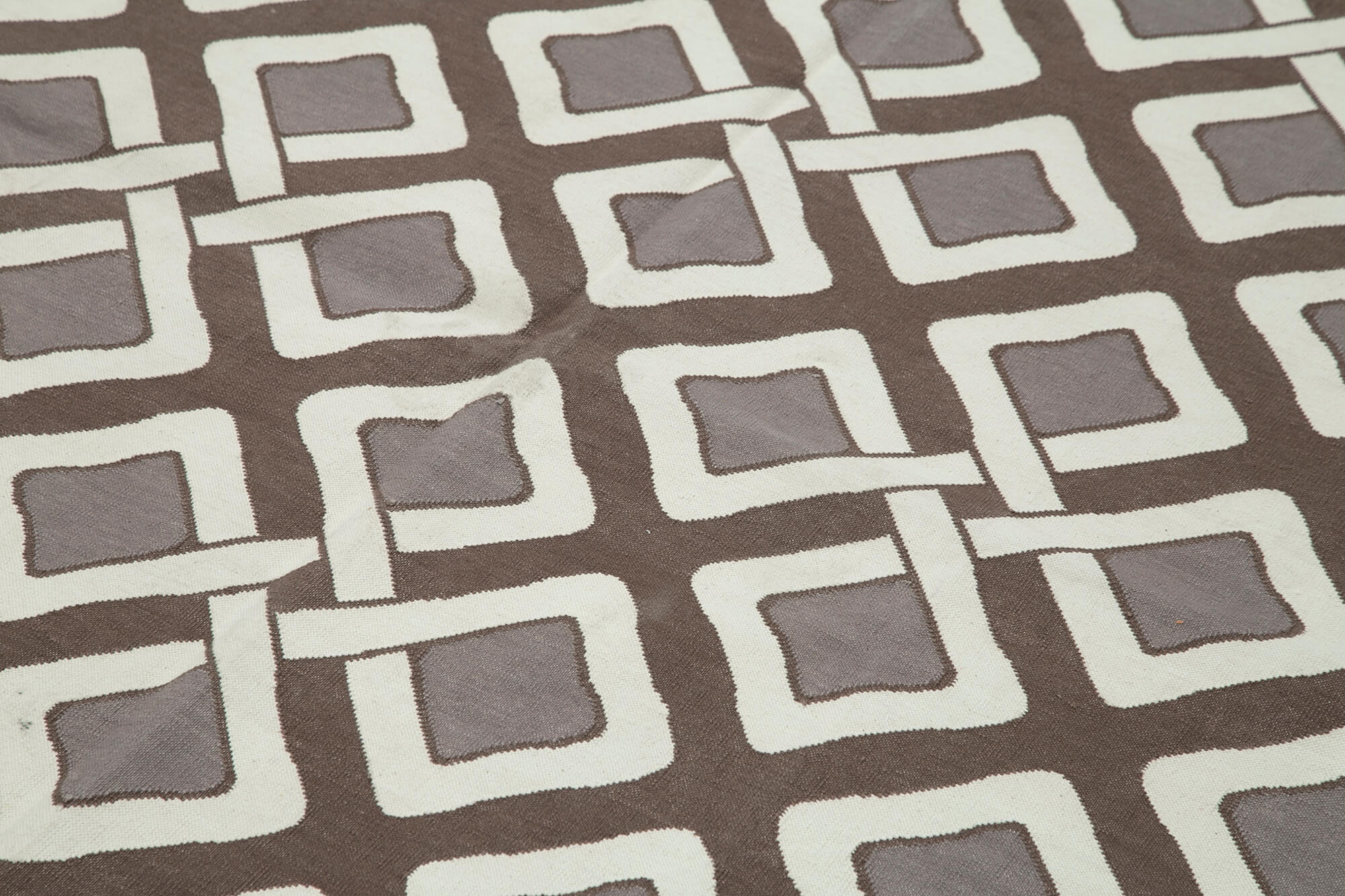 Handmade Area Rug - Brown Geometric Cotton Wool 6x9 Feet Durable Soft Flooring