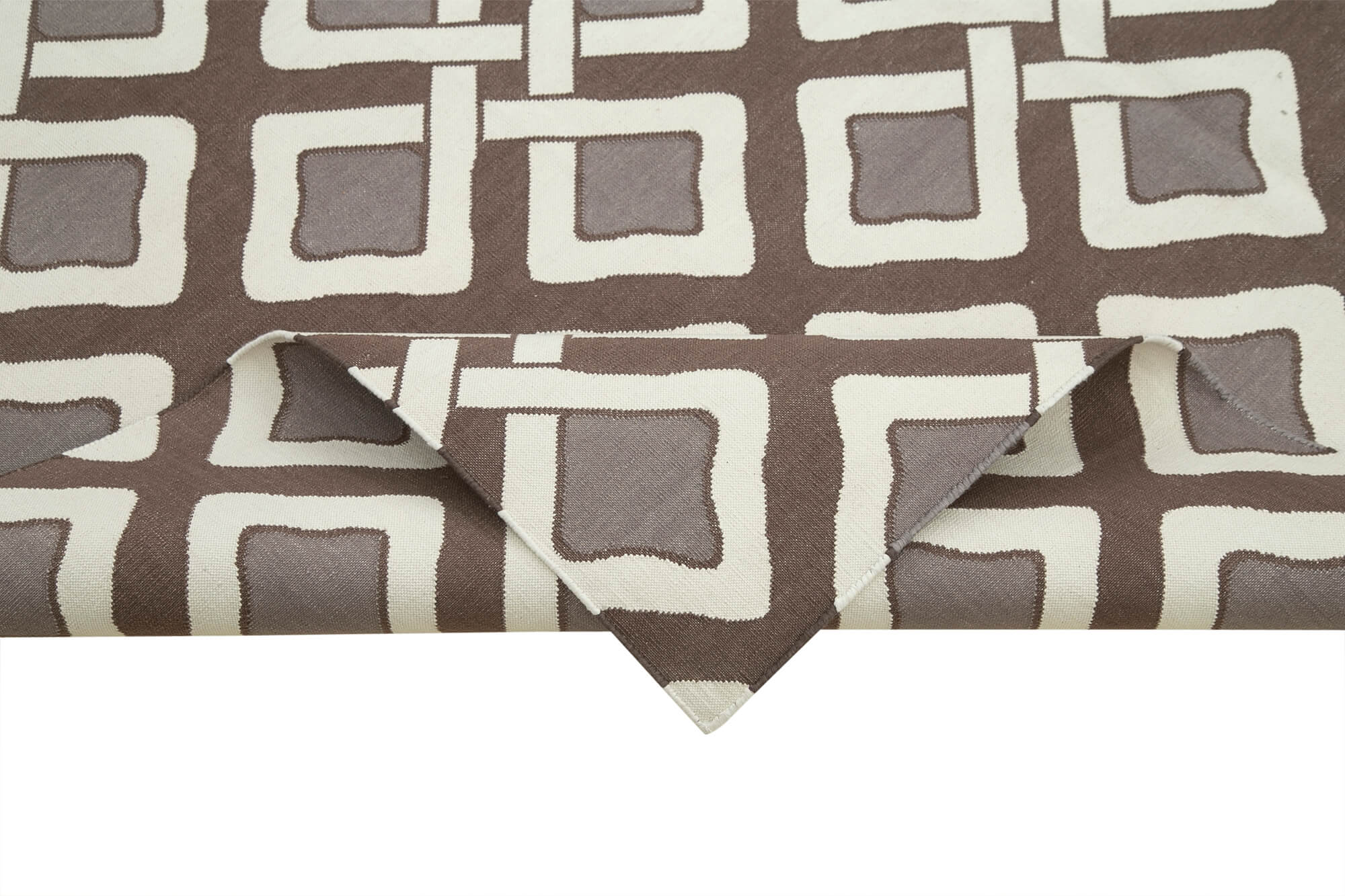 Handmade Area Rug - Brown Geometric Cotton Wool 6x9 Feet Durable Soft Flooring