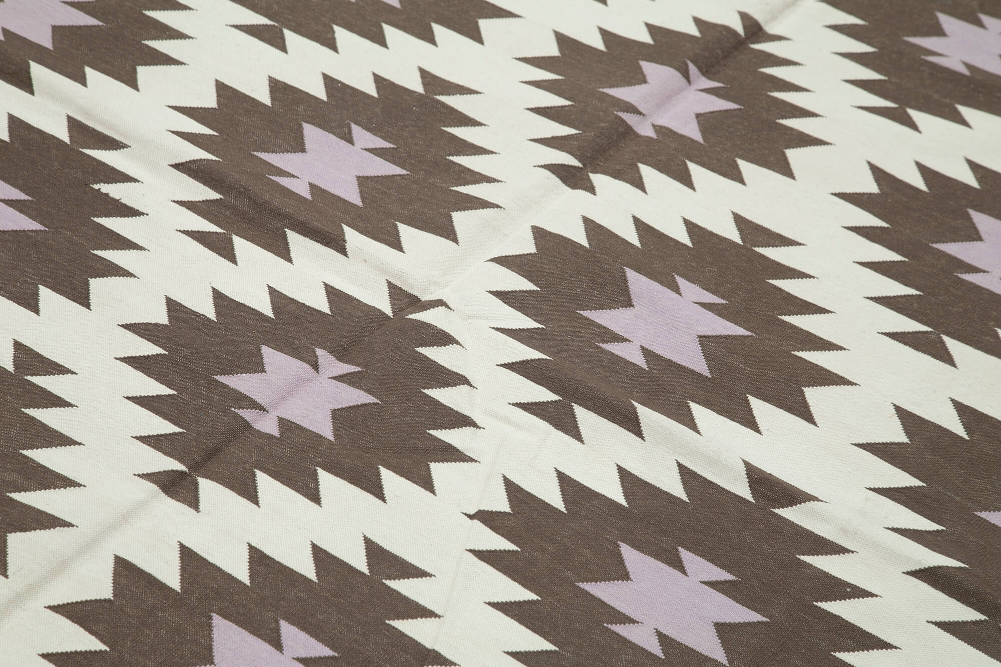 Handmade Wool Area Rug – Brown Geometric Rug, Soft Wool Texture & Durable Cotton Weave 6'x8'8''