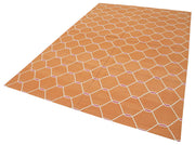 Handmade Area Rug - Orange Geometric Design Cotton Wool Rug 6'1" x 9'1"