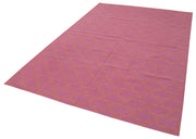 Handmade Wool Area Rug – Pink Geometric Cotton Wool Rug 6'x8'10'' Durable Soft Texture