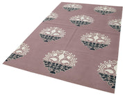 Handmade Area Rug – Purple Geometric Turkish Vintage Cotton Wool Carpet 5'0"x7'11"